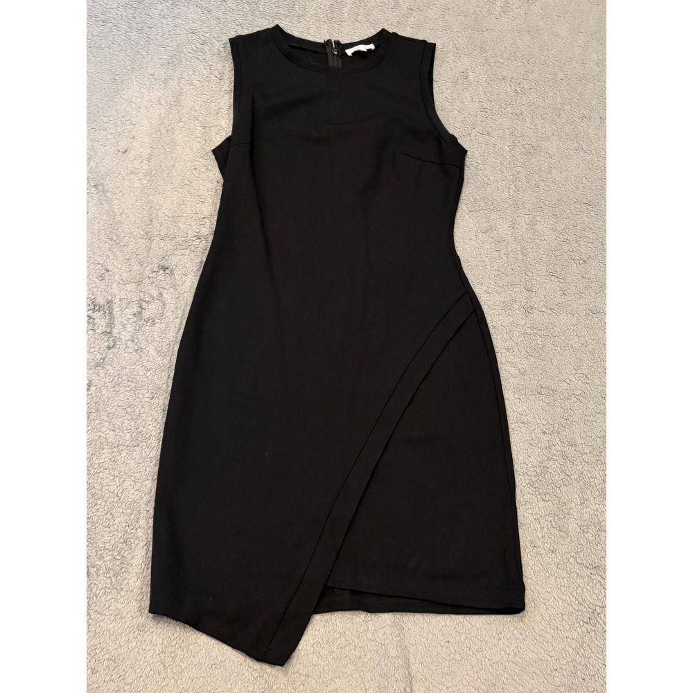 Olivia Grey Black Sleeveless Asymmetrical Wrap Hem Sheath Dress XS SD1373DL